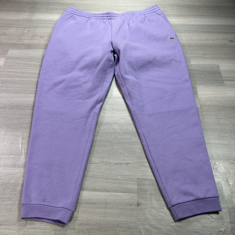 Lacoste Sweatpants Mens 4XL Purple Fleece Tapered Elastic Waist Pockets